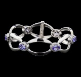 4.60 ctw Tanzanite and Diamond Bracelet - 14KT White Gold