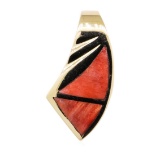 Inlaid Orange Agate Pendant - 14KT Yellow Gold