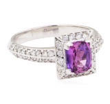 1.78 ctw Purple Sapphire And Diamond Ring - 18KT White Gold