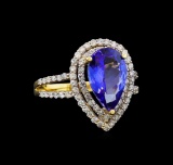 14KT Yellow Gold 3.19 ctw Tanzanite and Diamond Ring