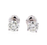 0.90 ctw Diamond Stud Earrings - 14KT White Gold