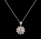 1.27 ctw Diamond Pendant With Chain - 14KT White Gold