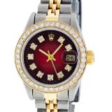 Rolex Ladies 2 Tone 14K Red Vignette VS Diamond Datejust Wristwatch