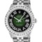 Rolex Mens Stainless Steel Green Vignette Roman Diamond Datejust Wristwatch With