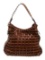 Kooba Brown Leather Rope Woven Studded Hobo Shoulder Bag