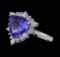 2.85 ctw Tanzanite and Diamond Ring - 14KT White Gold