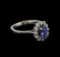 0.90 ctw Tanzanite and Diamond Ring - 14KT White Gold