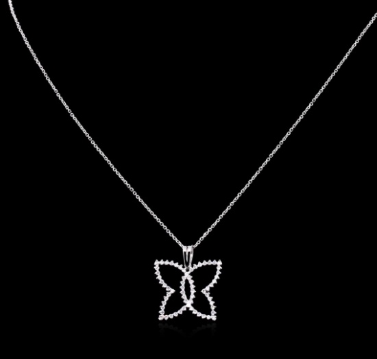 0.60 ctw Diamond Pendant With Chain - 14KT White Gold