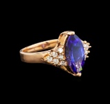 14KT Rose Gold 2.90 ctw Tanzanite and Diamond Ring