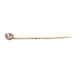 Multi-color Crystal Stick Pin - Yellow Gold Plated