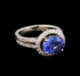 2.35 ctw Tanzanite and Diamond Ring - 14KT White Gold