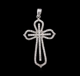 1.00 ctw Diamond Cross Pendant - 14KT White Gold