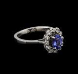 0.90 ctw Tanzanite and Diamond Ring - 14KT White Gold