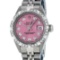 Rolex Ladies Stainless Steel Pink Pyramid Diamond Datejust Wristwatch