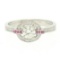 14k Solid White Gold 0.85 ctw Round Pave Set Diamond & Pink Sapphire Halo Ring