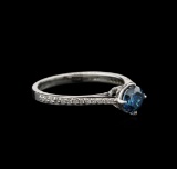 0.83 ctw Blue Diamond Ring - 14KT White Gold