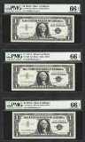 Lot of (3) Consecutive 1957A $1 Silver Certificate Notes PMG Gem Uncirculated 66