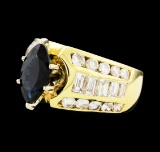 2.10 ctw Sapphire and Diamond Ring - 14KT Yellow Gold