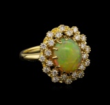 2.65 ctw Opal and Diamond Ring - 14KT Yellow Gold