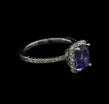 1.60 ctw Tanzanite and Diamond Ring - 14KT White Gold