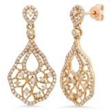14k Rose Gold 0.87CTW Diamond Earrings, (I1/I)