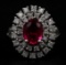 1.67 ctw Rubellite and Diamond Ring - 14KT White Gold