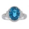 4.58 ctw Topaz and Diamond Ring - 14KT White Gold