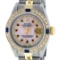 Rolex Ladies 2 Tone 14K Pink MOP Ruby & Sapphire Datejust Wriswatch