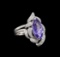 4.52 ctw Tanzanite and Diamond Ring - 14KT White Gold