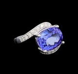 14KT White Gold 5.13 ctw Tanzanite and Diamond Ring