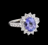 2.50 ctw Tanzanite and Diamond Ring - 14KT White Gold