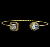 CZ Open Bangle Bracelet - Gold Plated