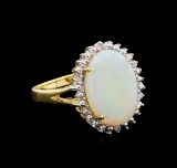 2.82 ctw Opal and Diamond Ring - 18KT Yellow Gold