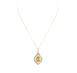 5.00 ctw Colored Stone And Diamond Pendant & Chain - 14KT Yellow Gold