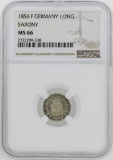 1856 Germany Saxony 1/2 Neu Groschen Coin NGC MS66