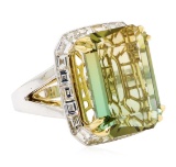 22.01 ctw Bi-Colored Tourmaline And Diamond Ring - 18KT White And Yellow Gold