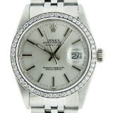 Rolex Mens Stainless Steel Silver Diamond 36MM Datejust Wristwatch