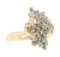 1.00 ctw Diamond Cluster Ring - 14KT Yellow Gold