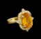 5.25 ctw Citrine and Diamond Ring - 14KT Yellow Gold