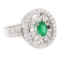 1.16 ctw Emerald And Diamond Ring - 14KT White Gold