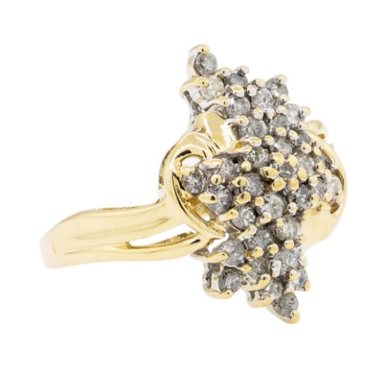 1.00 ctw Diamond Cluster Ring - 14KT Yellow Gold