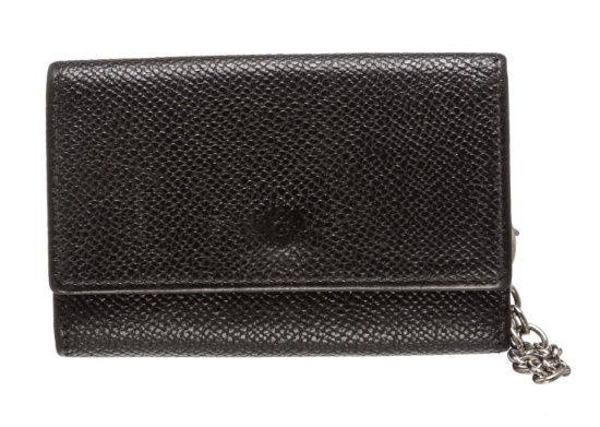 Bvlgari Black Grained Leather Six Key Holder Case