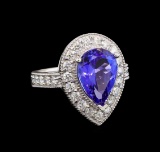 14KT White Gold 4.26 ctw Tanzanite and Diamond Ring