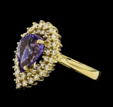 2.76 ctw Tanzanite and Diamond Ring - 14KT Yellow Gold