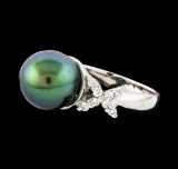 Pearl and Diamond Ring - 14KT White Gold