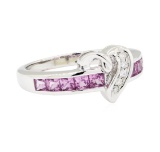 0.50 ctw Pink Sapphire and Diamond Ring - 10KT White Gold