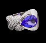 2.10 ctw Tanzanite and Diamond Ring - 14KT White Gold