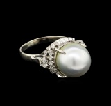 0.31 ctw Pearl and Diamond Ring - Platinum