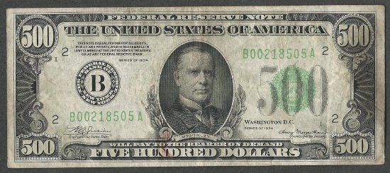 1934 $500 Federal Reserve Note New York