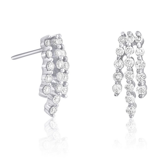 14k White Gold 1.00CTW Diamond Earrings, (I1-I2/H-I)